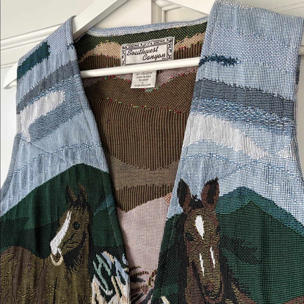 VINTAGE RARE Southwest Canyon Horse Country Western Vest large - Picture 3 of 5